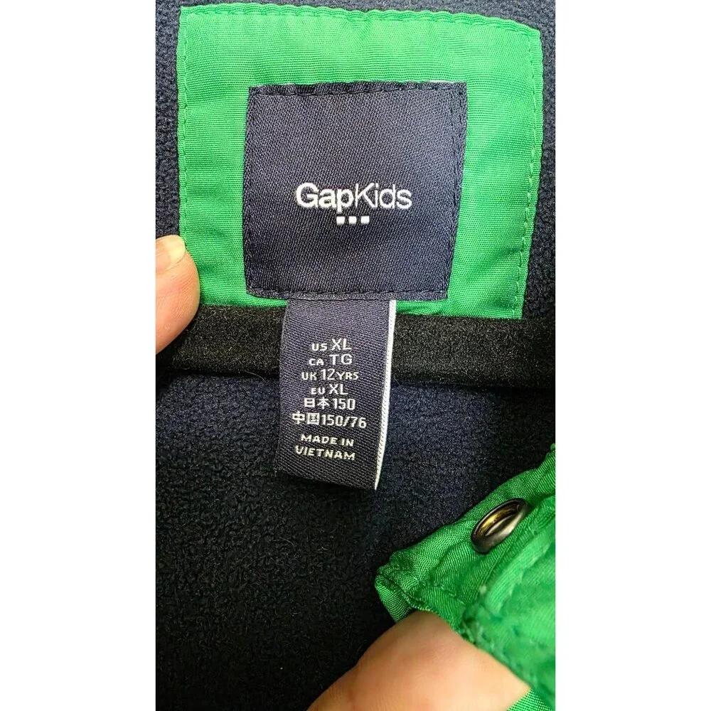 Gap Youth Green Quilted Puffer Vest Fleece Lining Outerwear Winter Warmth Size X
